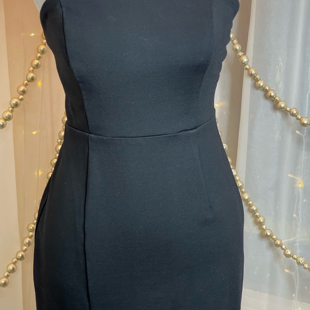 Lulu's Black Strapless Asymmetrical Bodycon Dress - Picture 3 of 6